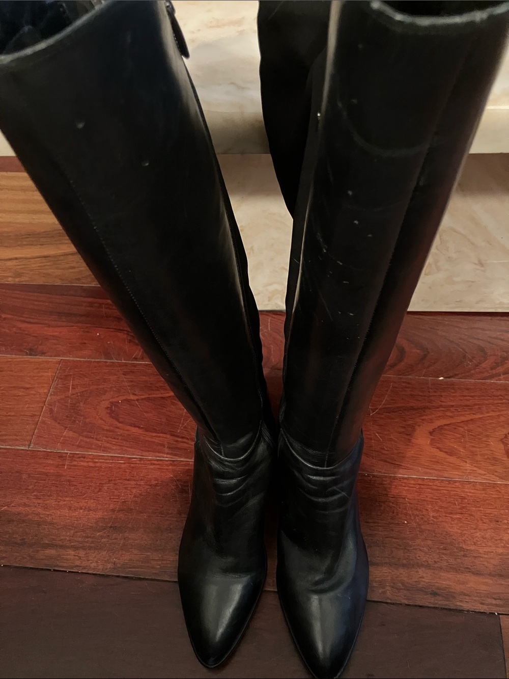 Marc Fisher Black Knee-High Pointed Toe Heeled Boots